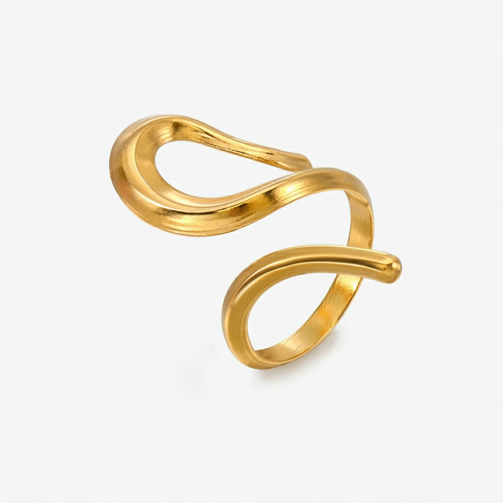Retro Irregular Stainless Steel Gold Open Ring