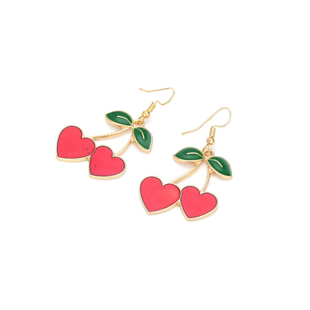 Cherry Heart Drop Earrings