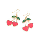 Cherry Heart Drop Earrings