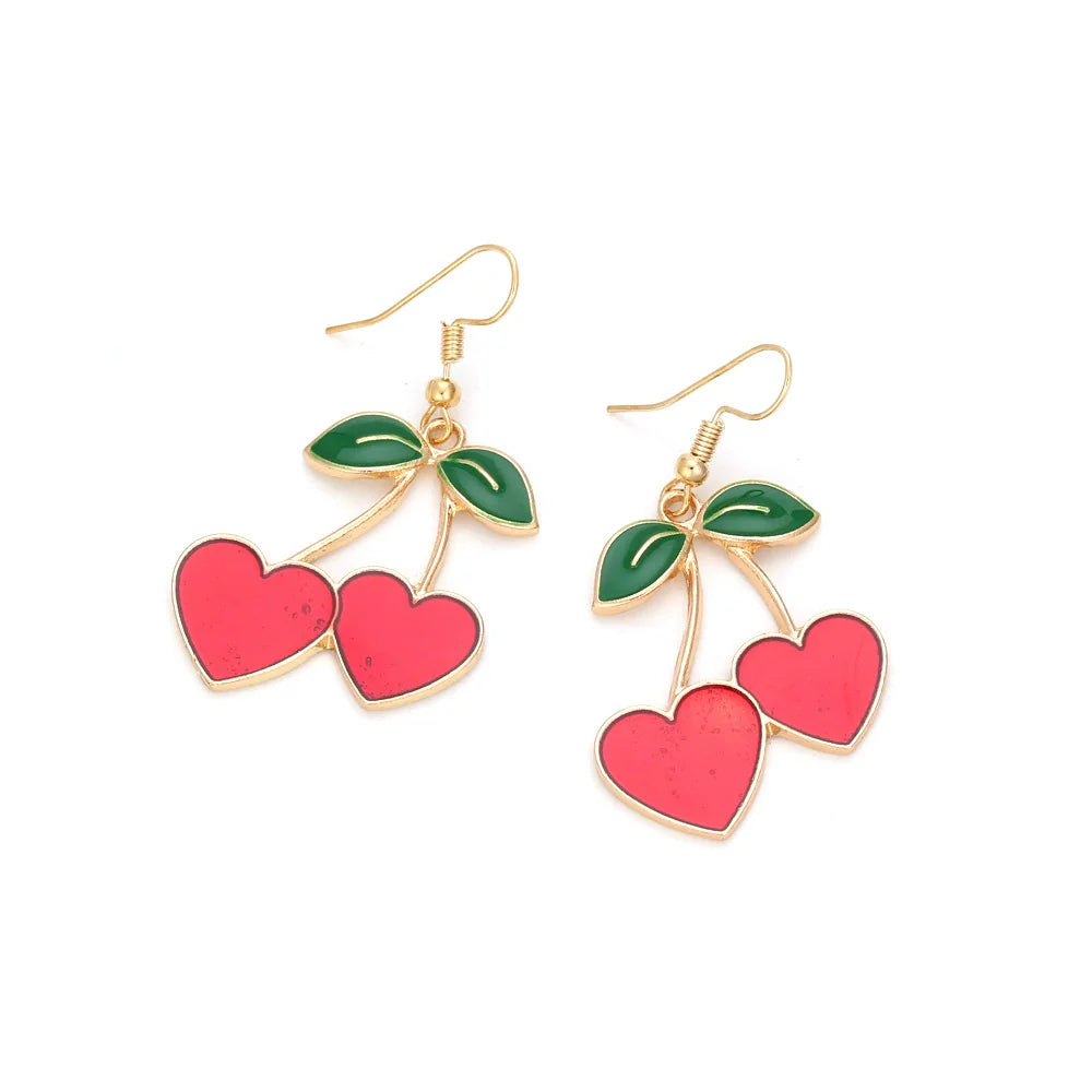 Cherry Heart Drop Earrings