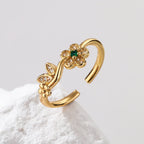 Emerald Blossom Open Flower Ring