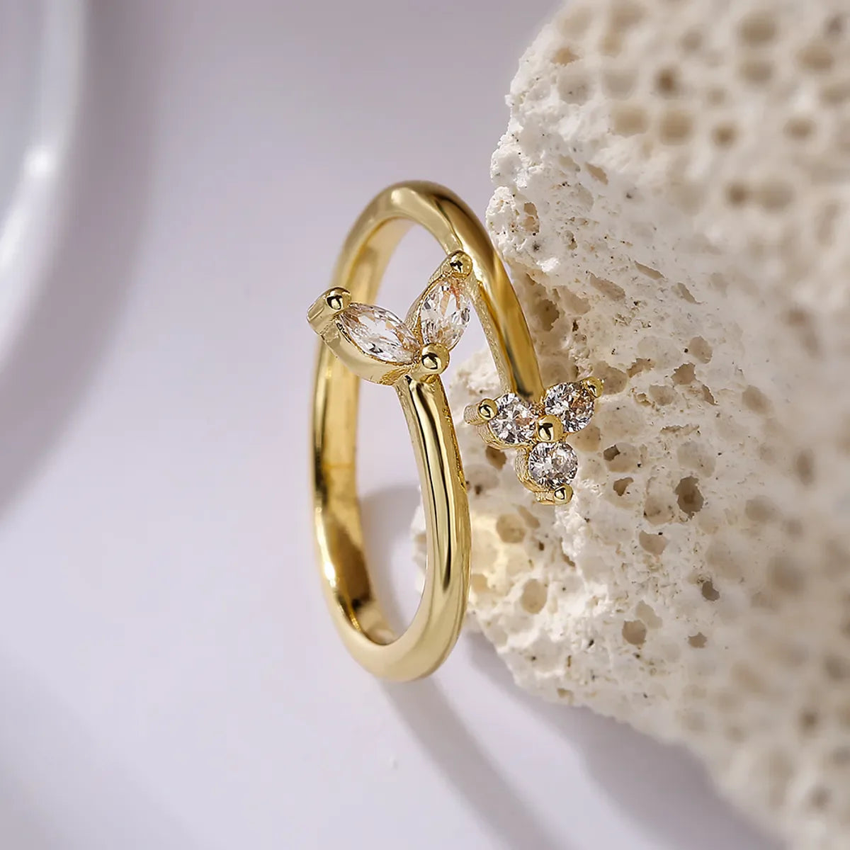 Simple Style Flower Open Rings