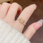 Diamond Butterfly Kiss Ring