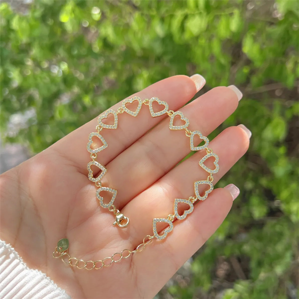 18K Gold Plated Plating Heart Shape Zircon Bracelets