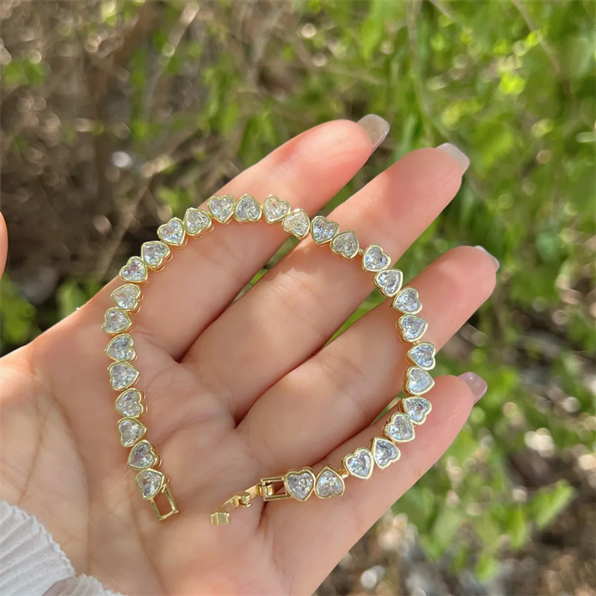 18K Gold Plated Plating Heart Shape Zircon Bracelets