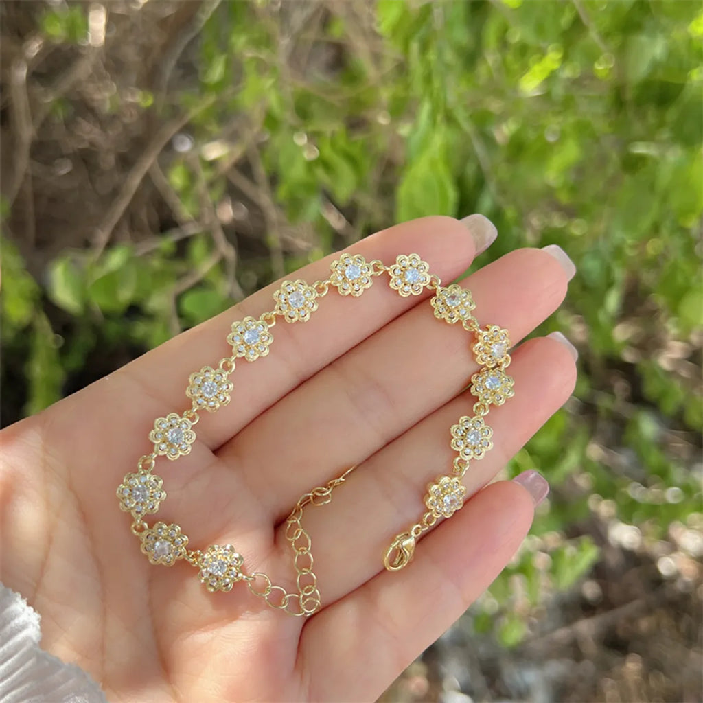 18K Gold Plated Plating Heart Shape Zircon Bracelets