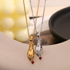 Women's Stainless Steel Plated 18K Gold Pendant Necklace 