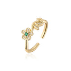 Emerald Blossom Open Flower Ring