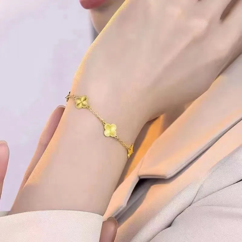 Flower Stainless Steel Bracelets Earrings Necklace