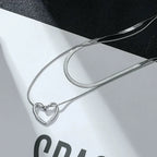 Golden Heart Layered Snake Chain Necklace