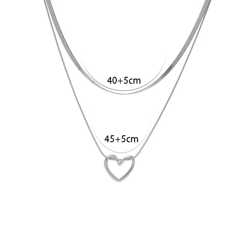 Golden Heart Layered Snake Chain Necklace