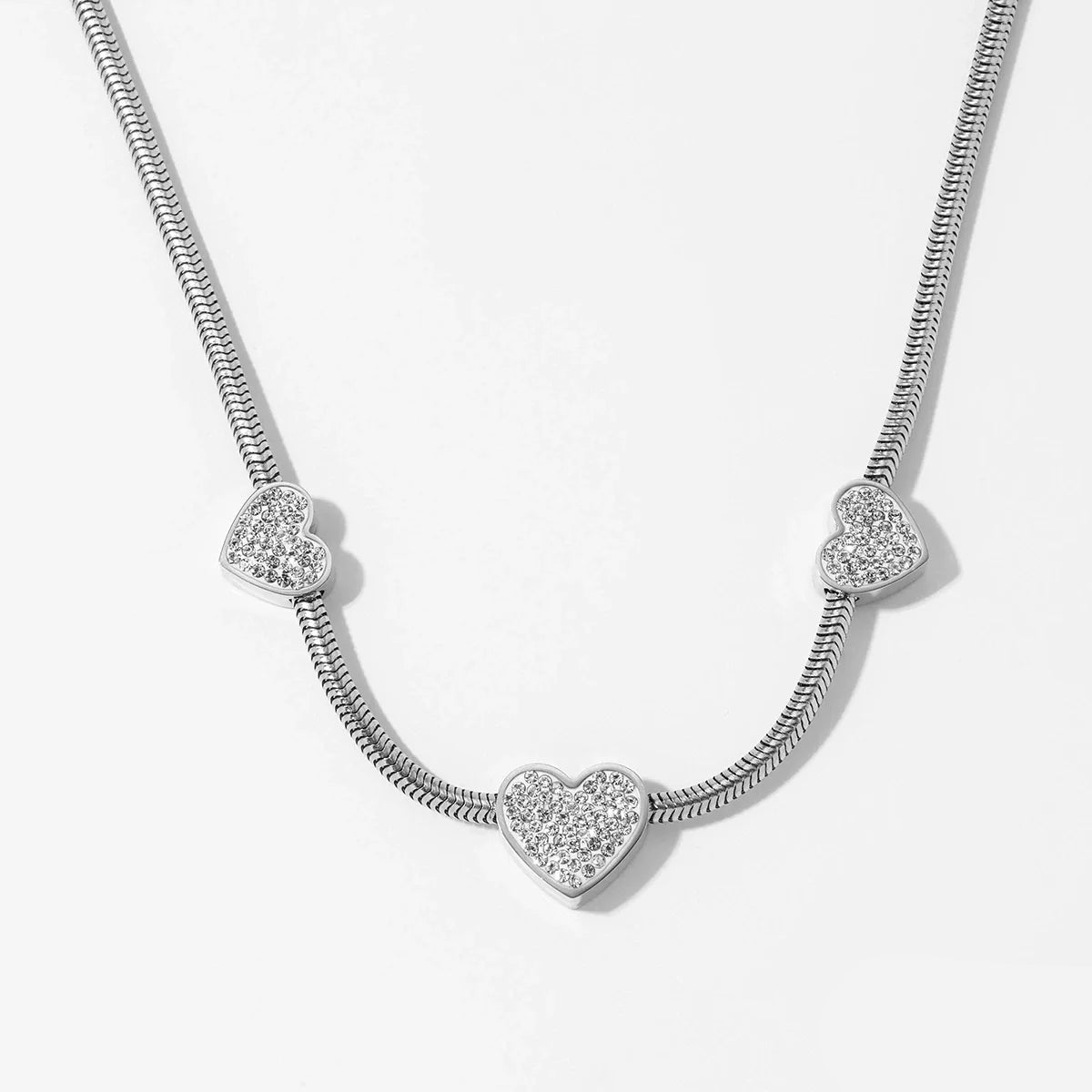 Light Luxury Love Heart Women'S Jewelry Set with Stainless Steel Accessories Electroplated Bracelet and Necklace Featuring Love Water Drops and Bell Patterns