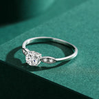 Elegant round Sterling Silver Plating Inlay Zircon Rhodium Plated Rings