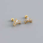 S925 Silver Crownshaped Earrings Set with Zirconia for Women 
