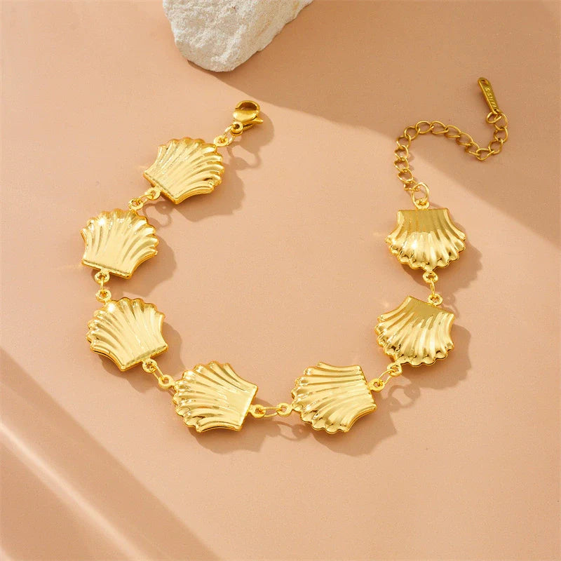 Women's Stainless Steel 18K Gold Plated Cuban Chain Bracelet 