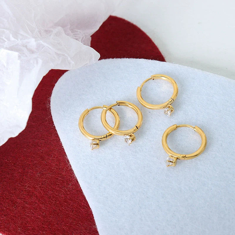 Crystal Charm Hoop Earrings