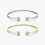 Ins Style Square Sterling Silver Plating Inlay Zircon 14K Gold Plated Rhodium Plated Cuff Bracelets