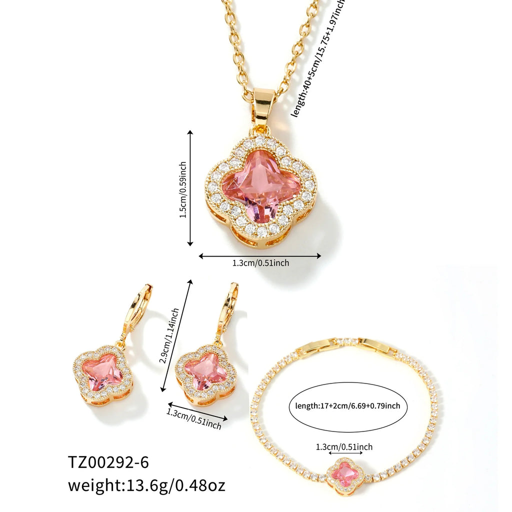 Pink Clover Elegance Jewelry Set