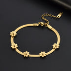 Jewelry Titanium Steel Chrysanthemum Love Water Drops Bell Pattern Necklace Earrings Bracelet Set for Women