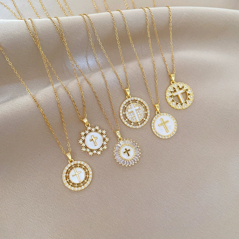 Necklace Copper Microinlaid Cross Stainless Steel Animal Zodiac Cartoon Minimalist Style Unisex