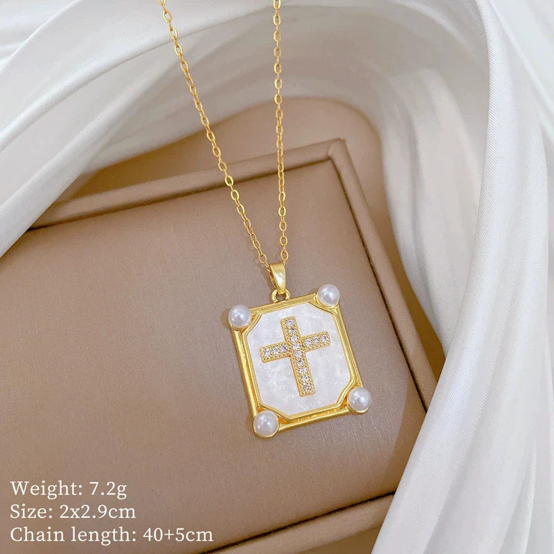 Necklace Copper Microinlaid Cross Stainless Steel Animal Zodiac Cartoon Minimalist Style Unisex
