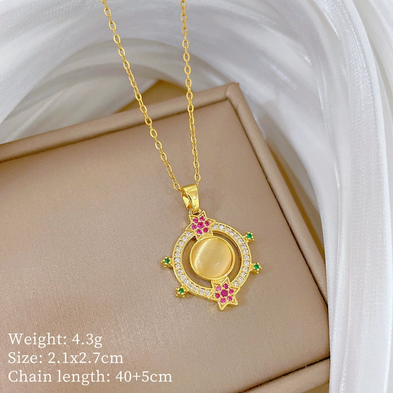 Necklace Copper Microinlaid Cross Stainless Steel Animal Zodiac Cartoon Minimalist Style Unisex