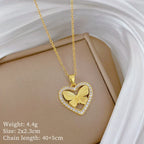 Butterfly Outline Heart Necklace