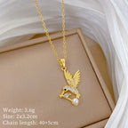 Necklace Copper Microinlaid Cross Stainless Steel Animal Zodiac Cartoon Minimalist Style Unisex