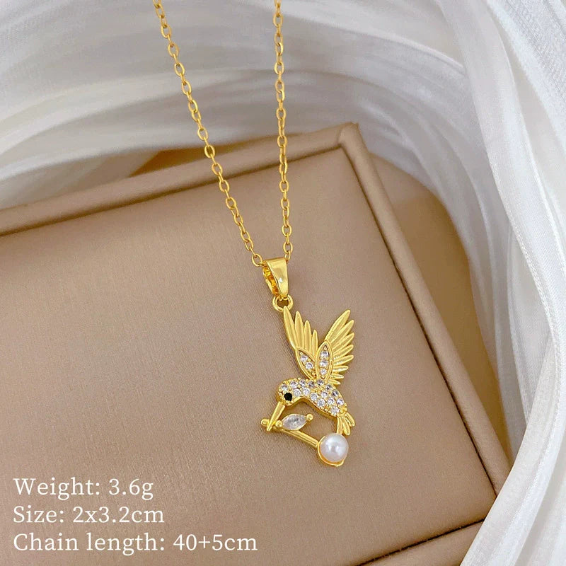 Necklace Copper Microinlaid Cross Stainless Steel Animal Zodiac Cartoon Minimalist Style Unisex