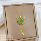 Jade Butterfly Tassel Necklace