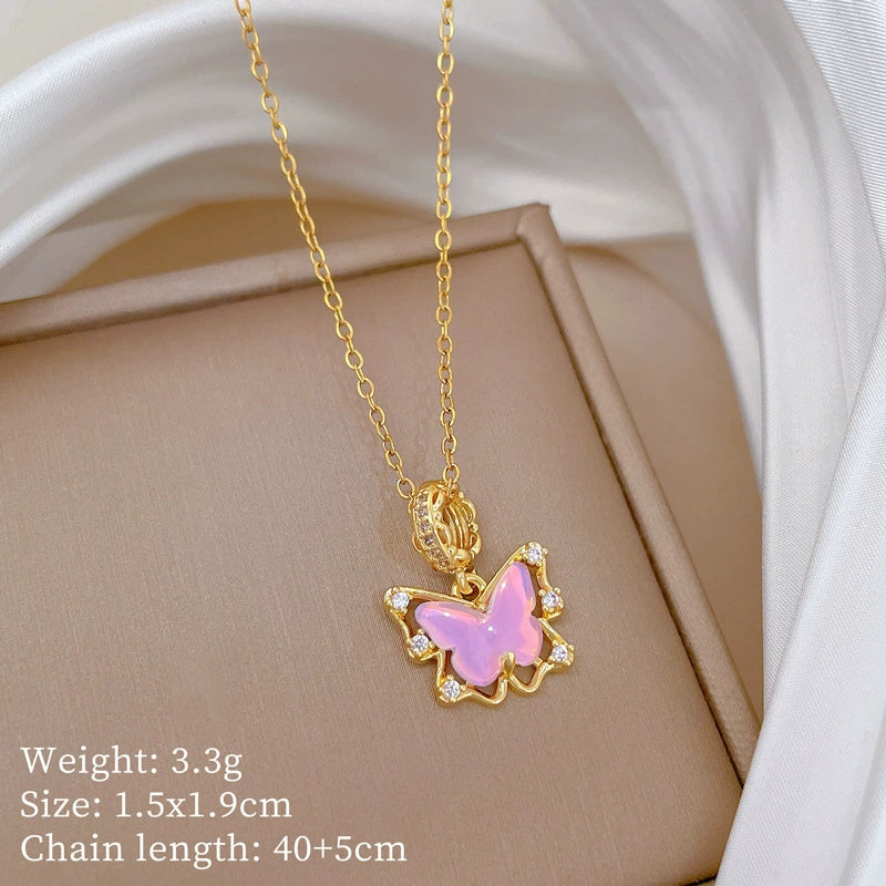 Sweet Pink Flutter Necklace