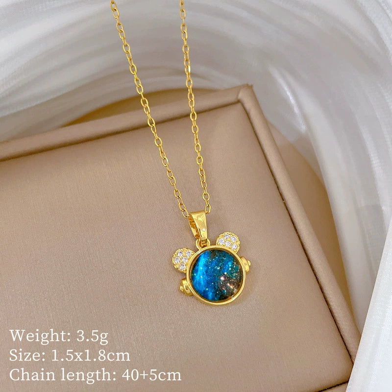 Necklace Copper Microinlaid Cross Stainless Steel Animal Zodiac Cartoon Minimalist Style Unisex