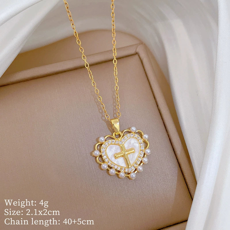 Angel Heart Cross Necklace