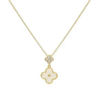 Necklace Titanium Steel Four Leaf Clover Geometric Natural Gold Inlaid Ball Chain