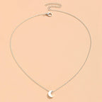 New Fashion Simple Thick Moon Pendant Necklace Retro Geometric Moon Clavicle Chain Women