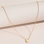 New Fashion Simple Thick Moon Pendant Necklace Retro Geometric Moon Clavicle Chain Women