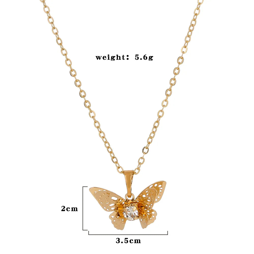Retro Butterfly Alloy Plating Pendant Necklace 1 Piece