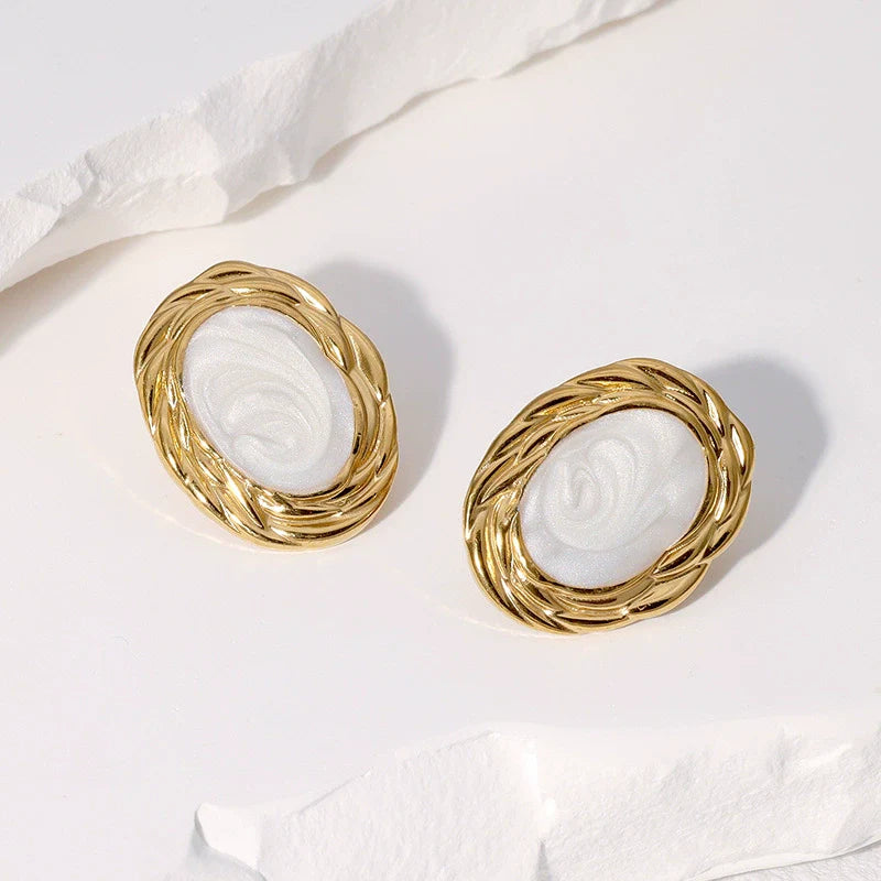 Luxury Oval Gold Earrings