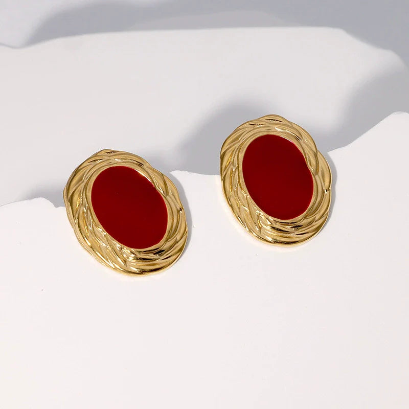 Luxury Oval Gold Earrings