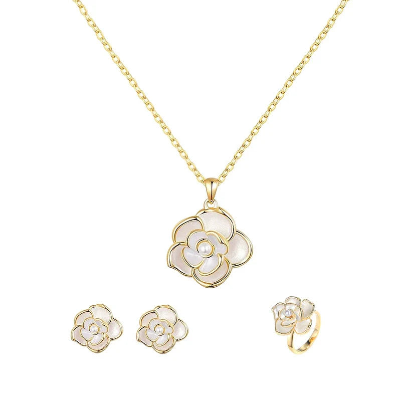 White Flower Jewelry Set