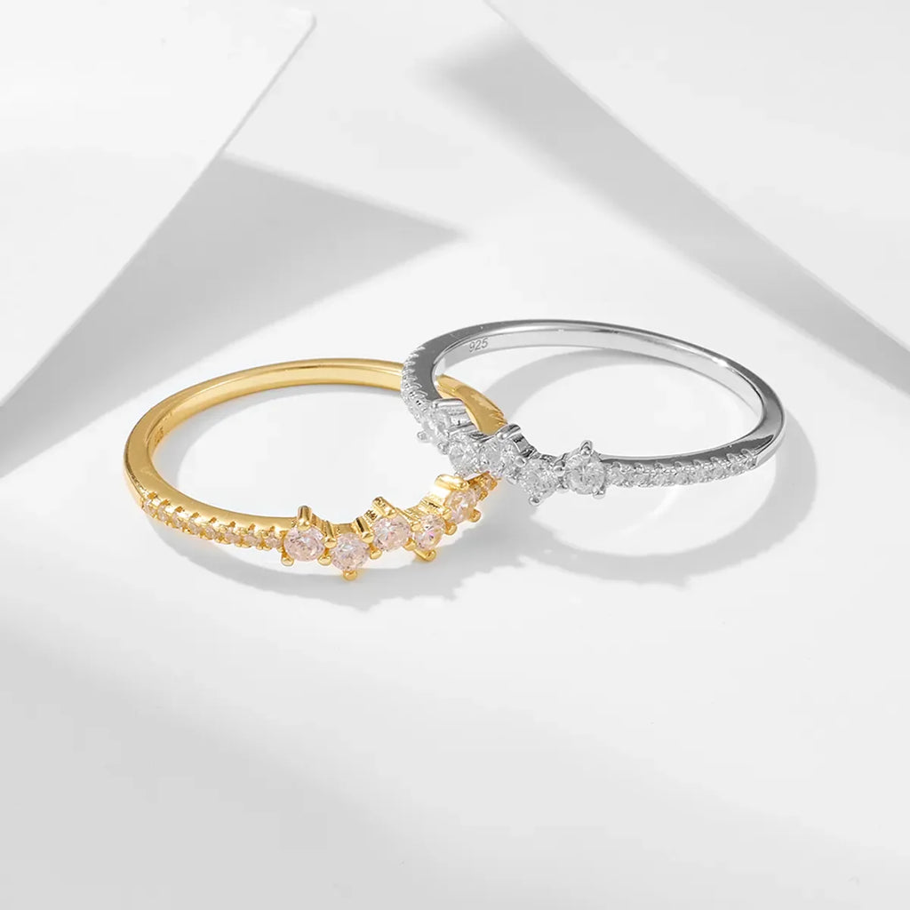 Simple Style Solid Color Sterling Silver Plating Inlay Zircon 14K Gold Plated Rhodium Plated Rings