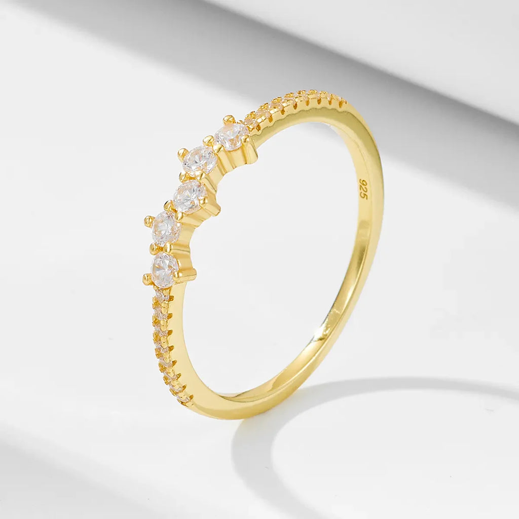 Simple Style Solid Color Sterling Silver Plating Inlay Zircon 14K Gold Plated Rhodium Plated Rings