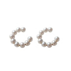Sweet C Pearl Earrings for Women Alloy Material with Electroplating Treatment Geometric Styling