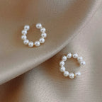 Sweet C Pearl Earrings for Women Alloy Material with Electroplating Treatment Geometric Styling