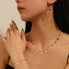 Titanium Steel Heart Water Drop Bell Pattern Jewelry Set for Women Including Necklace Bracelet Earrings