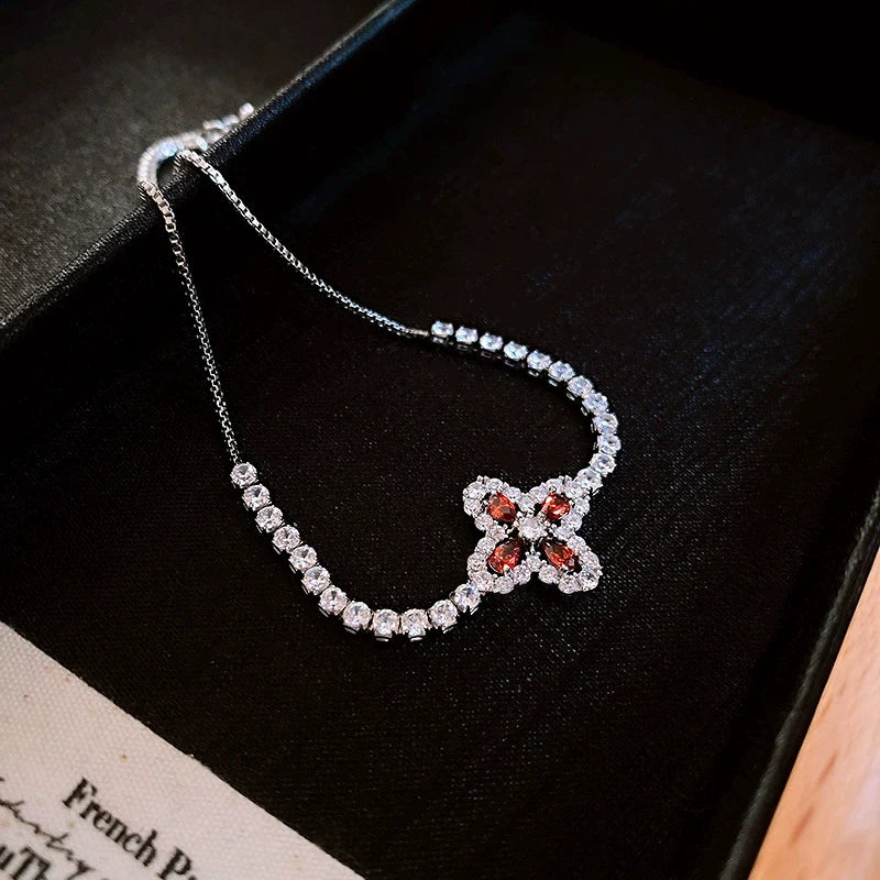Crimson Bloom Diamond Bracelet