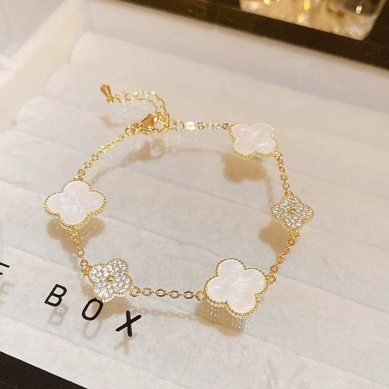 Four-Leaf Diamond Clover Bracelet