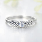 Vintage Style Angel Wings Sterling Silver Plating Inlay Zircon Thai Silver Rings