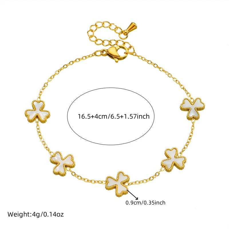 White 3 Leaf Clover Gold Set