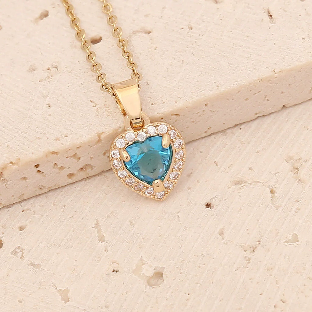Ruby Heart Halo Pendant Necklace